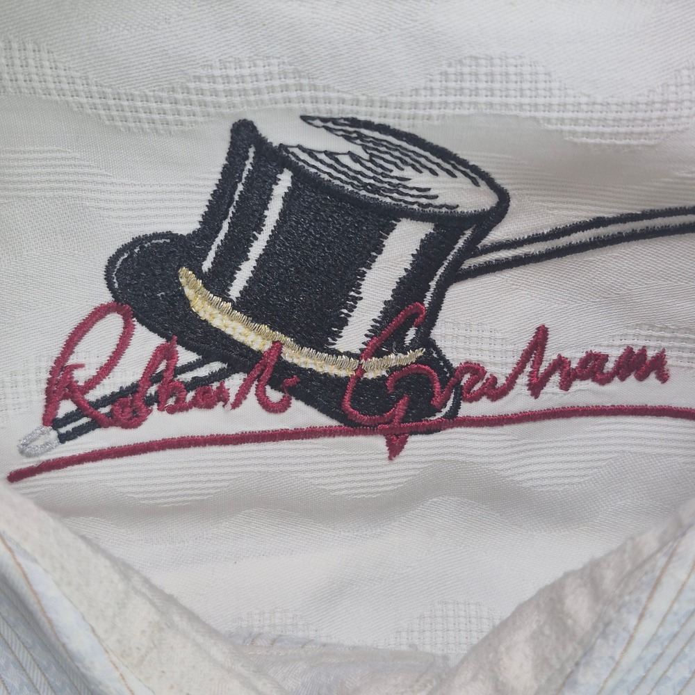 Robert Graham Shirt Mens 2XL White Blue Striped Long Sleeve Button Up - Picture 3 of 8